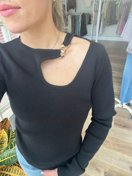 Becca Sweater Top- Black