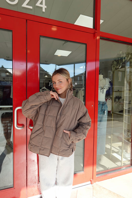 Pippa Packable Puffer Jacket- Fossil