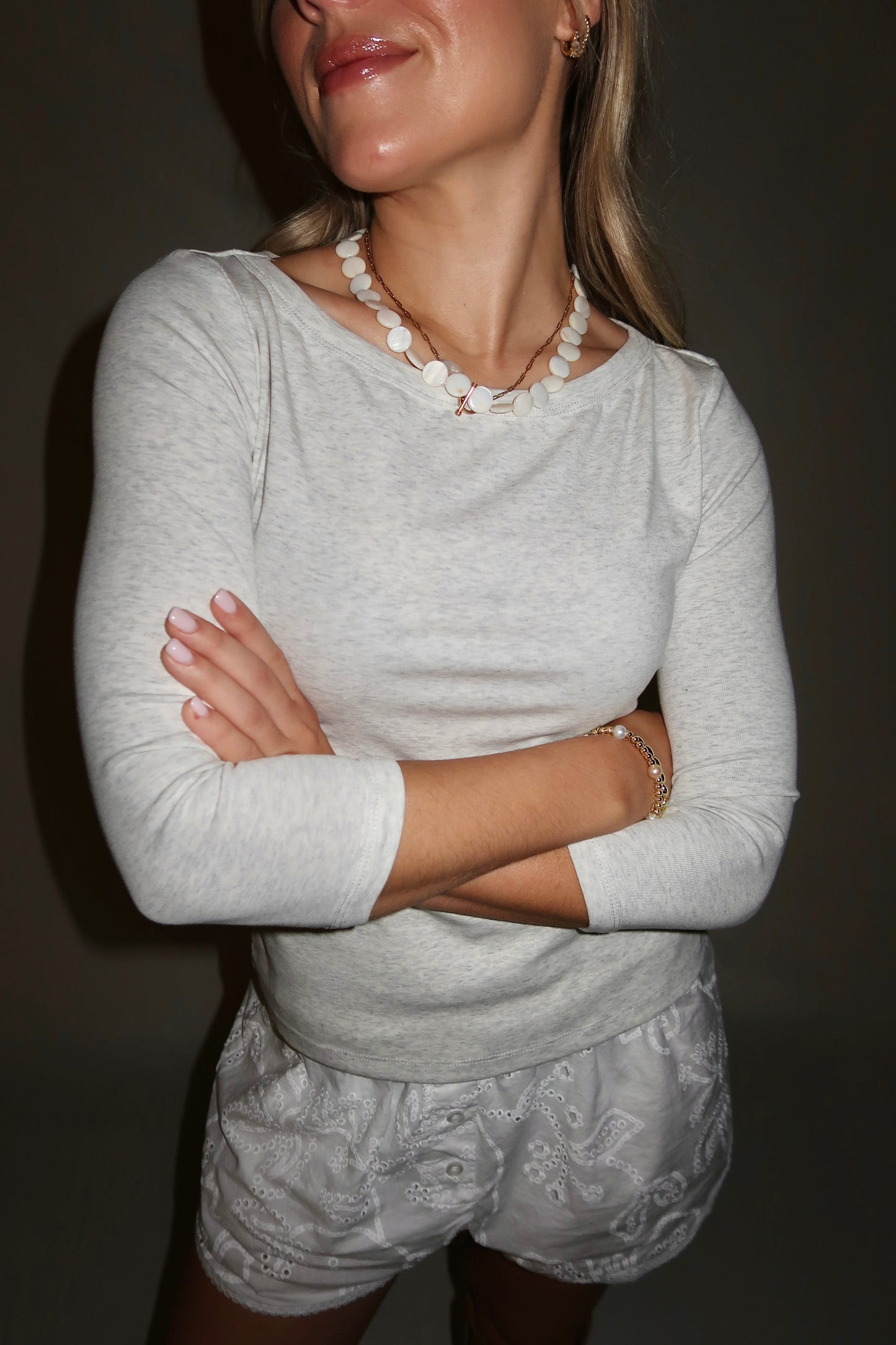 Asher Boat Neck Top- Heather Grey