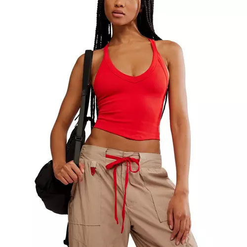 All Clear V-Neck Cami- Red