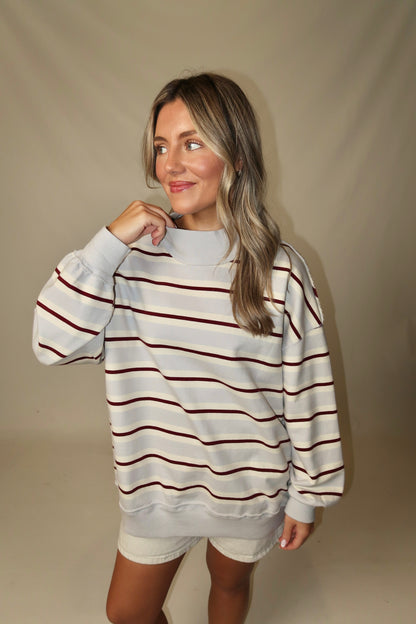 Palm Springs Striped Pullover-Washed Blue Combo