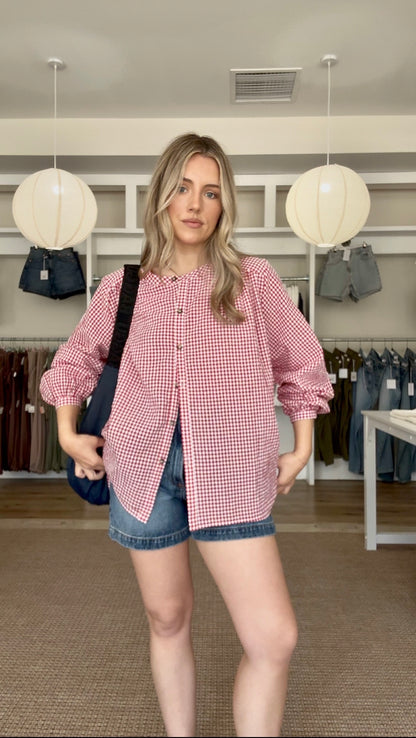 Better Luck Button Up- Red