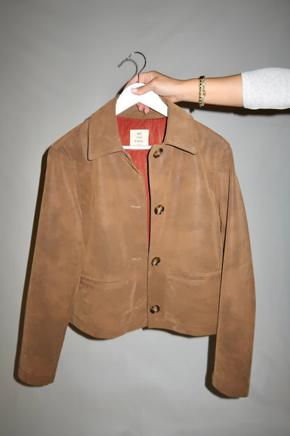 Hera Vegan Suede Jacket-Caramel Cafe