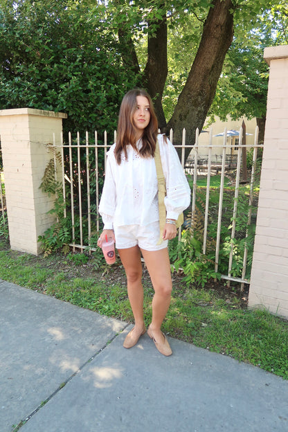Charleston Eyelet Shorts- White