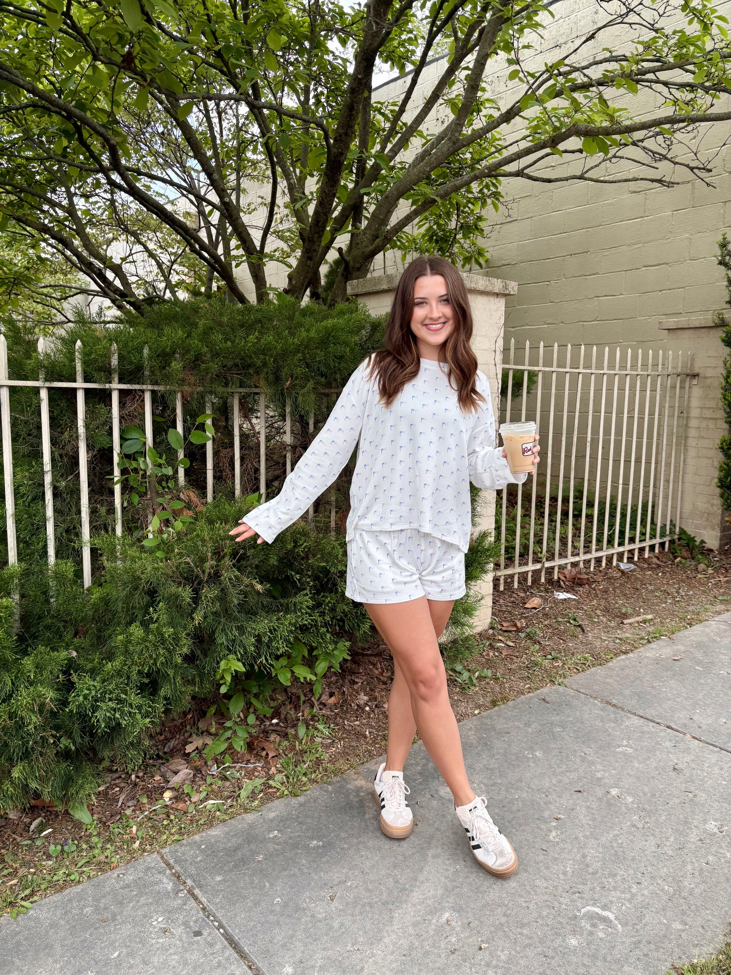 American Flag Pajama Top- Cozy White
