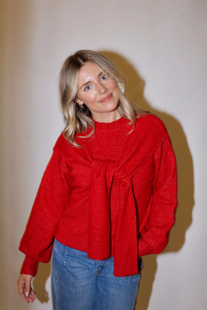 Rory Sweater Top- Red