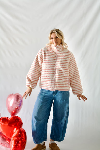 Seraphina Sherpa Jacket- Blush