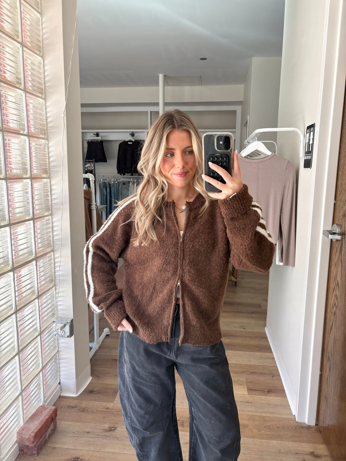 *Restock* Reba Zip-up Sweater- Brown