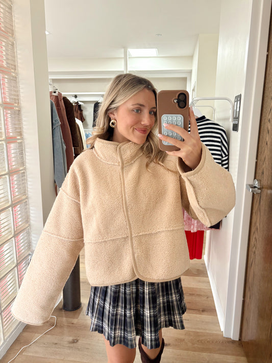 By The Fireside Sherpa Jacket-Latte