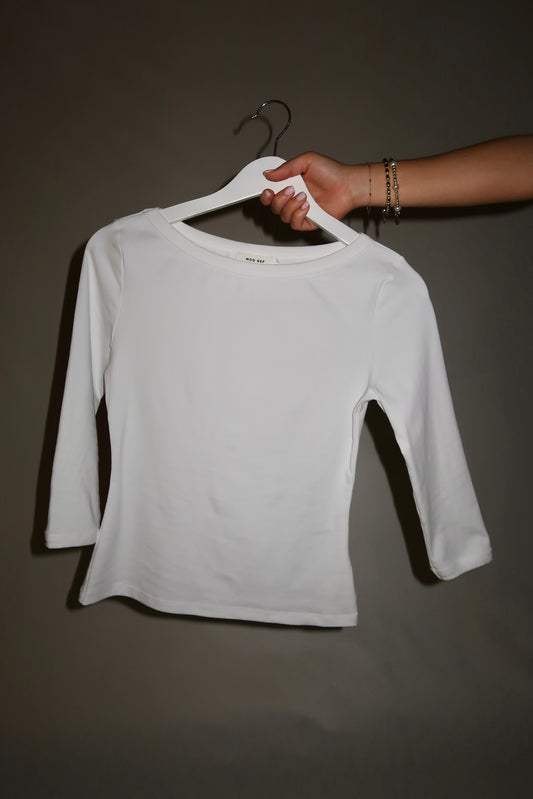 Asher Boat Neck Top- White