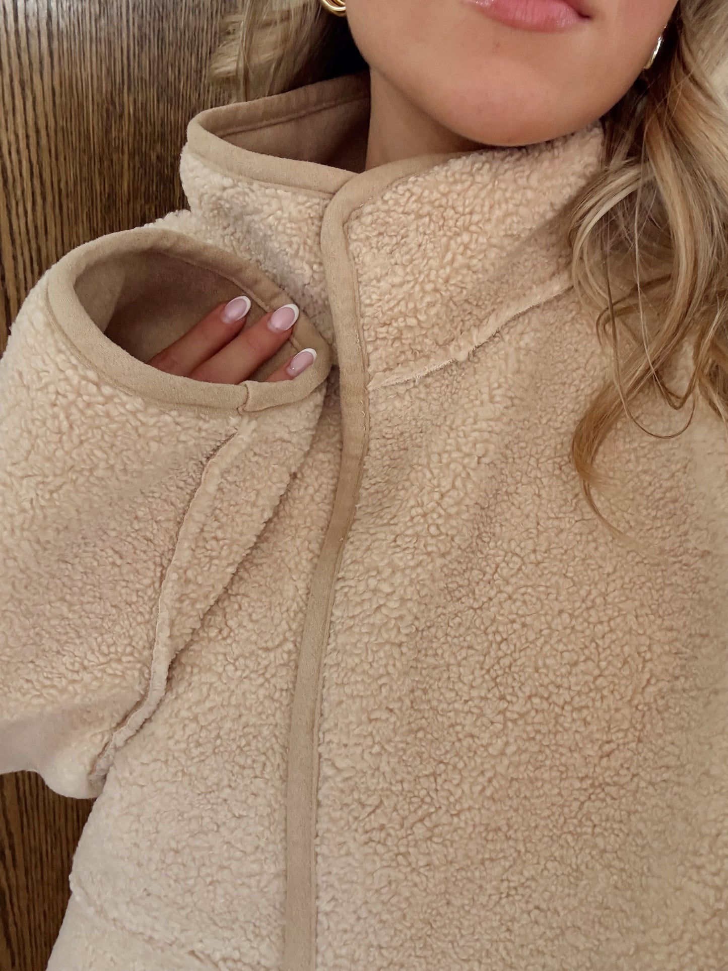 By The Fireside Sherpa Jacket-Latte