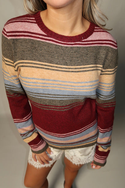Smitten Sweater- Burgundy Multi