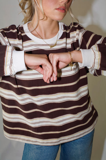 Penny Crew Neck Top- Brown Multi