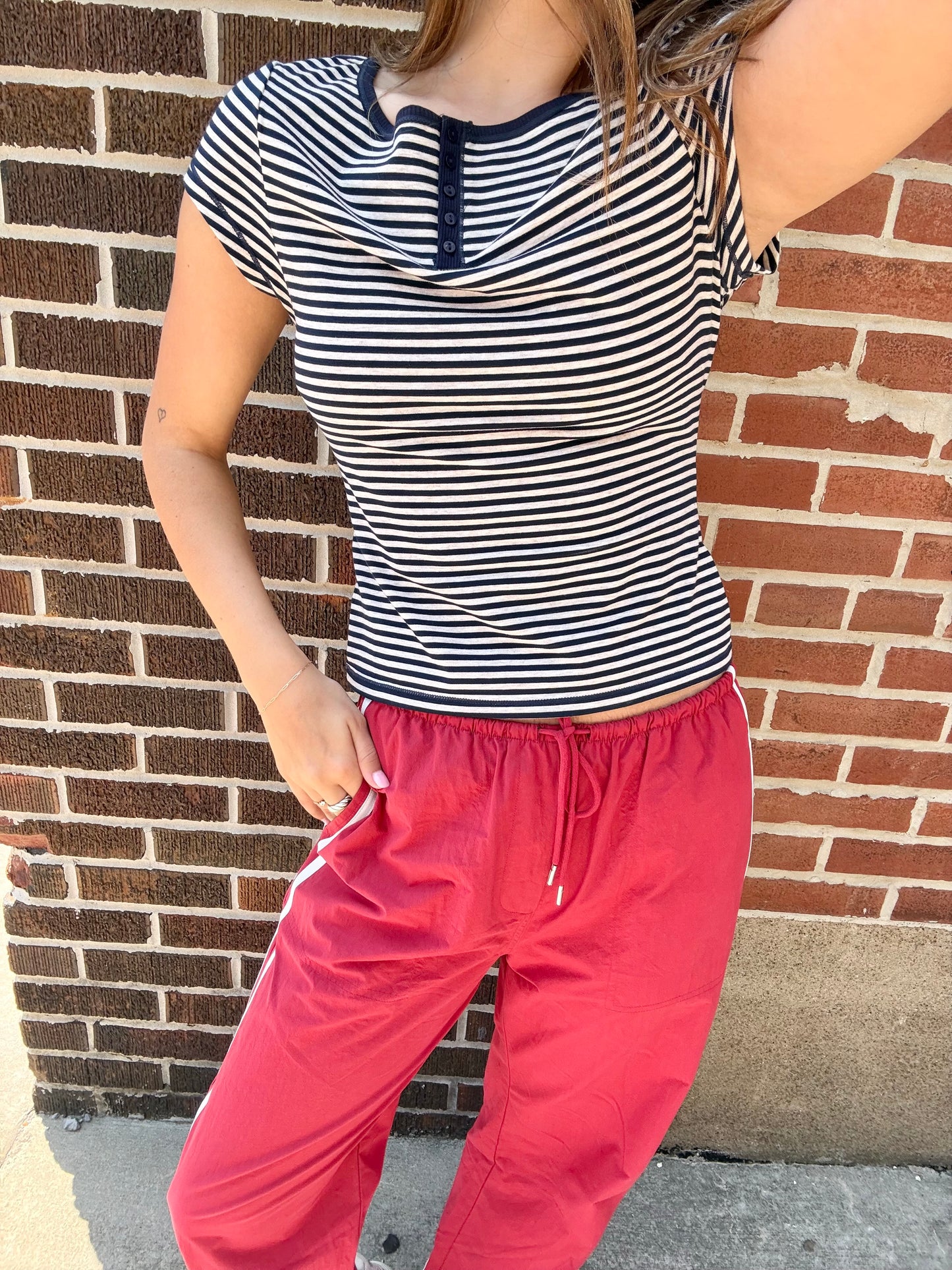 Morning Pages Henley- Navy Combo