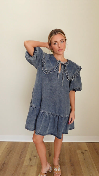 Whimsy Denim Dress- Medium Wash