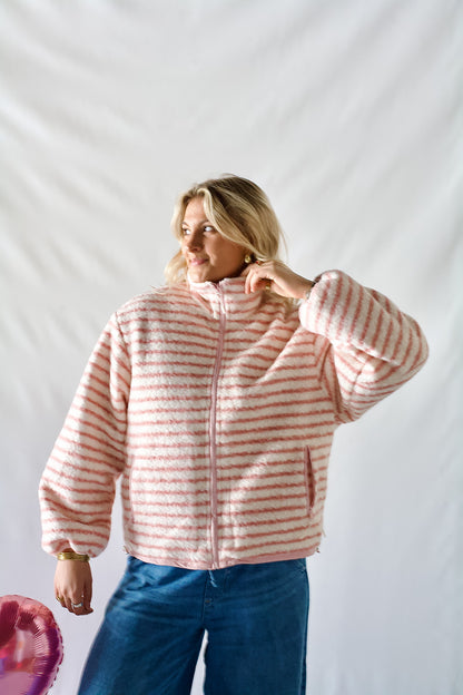 Seraphina Sherpa Jacket- Blush
