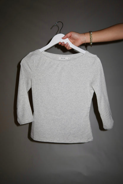 Asher Boat Neck Top- Heather Grey