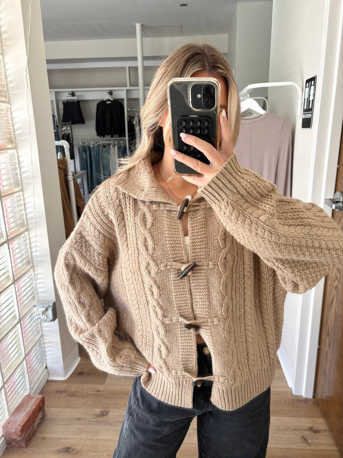 Falling For You Cable Knit Cardi-Taupe