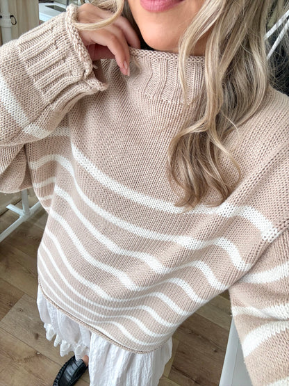 Noel Roll Neck Sweater- Cream