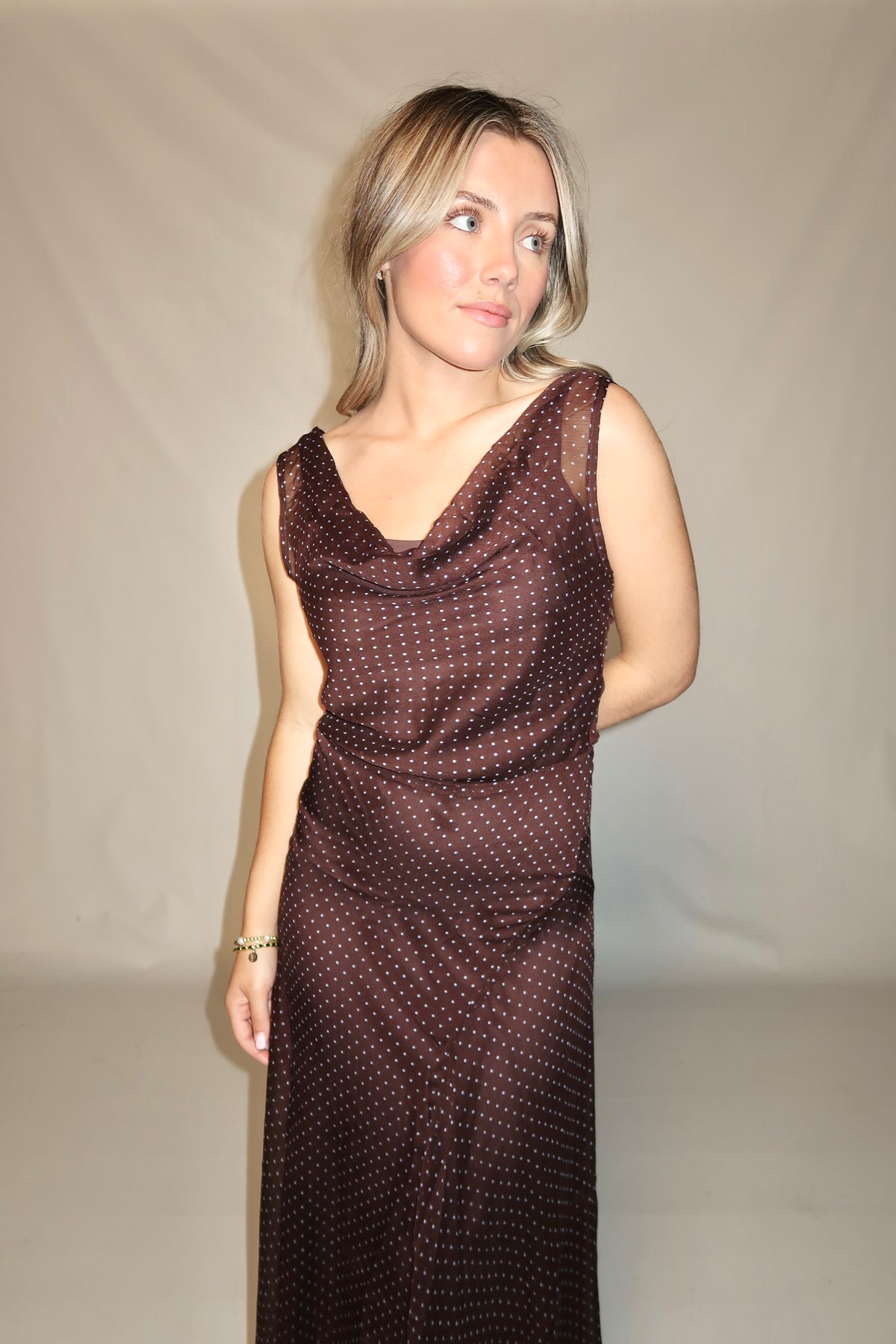 Bernadette Midi Dress- Brown/Blue