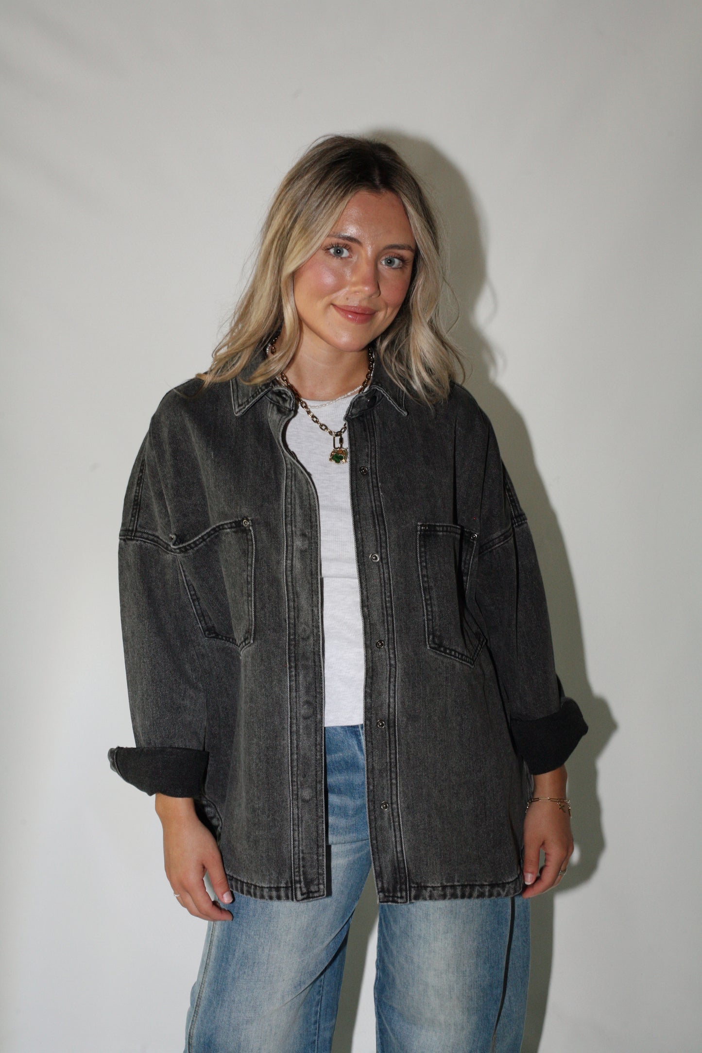 *Restock* Delilah Denim Shacket- Black