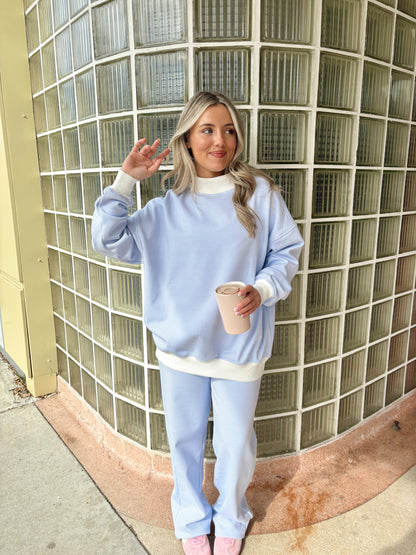 Striped Wide Leg Sweatpants- Blue & White