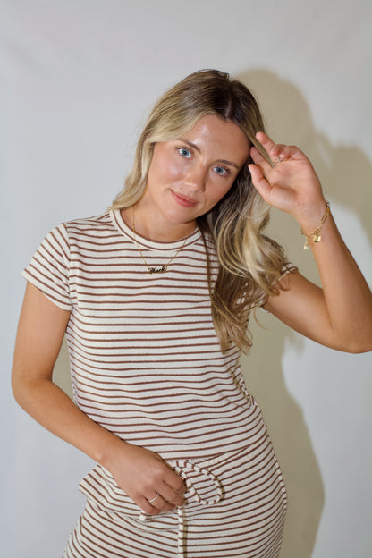 Jetsetter Striped Top- Cream/Mocha