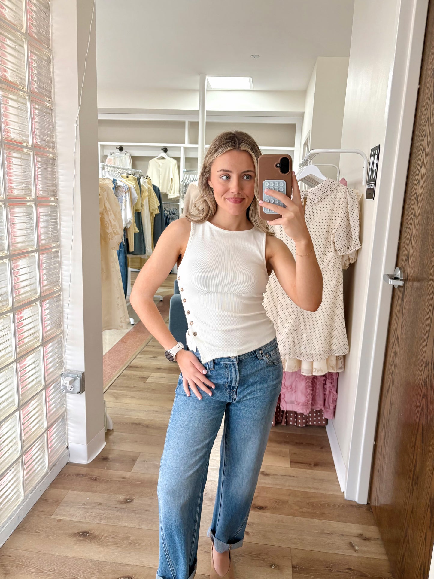 Bambi Button Top- Cream