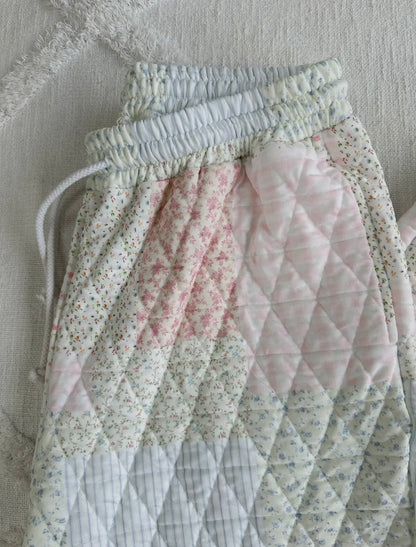 Sabrina Quilted Joggers- Pastel Pink Multi