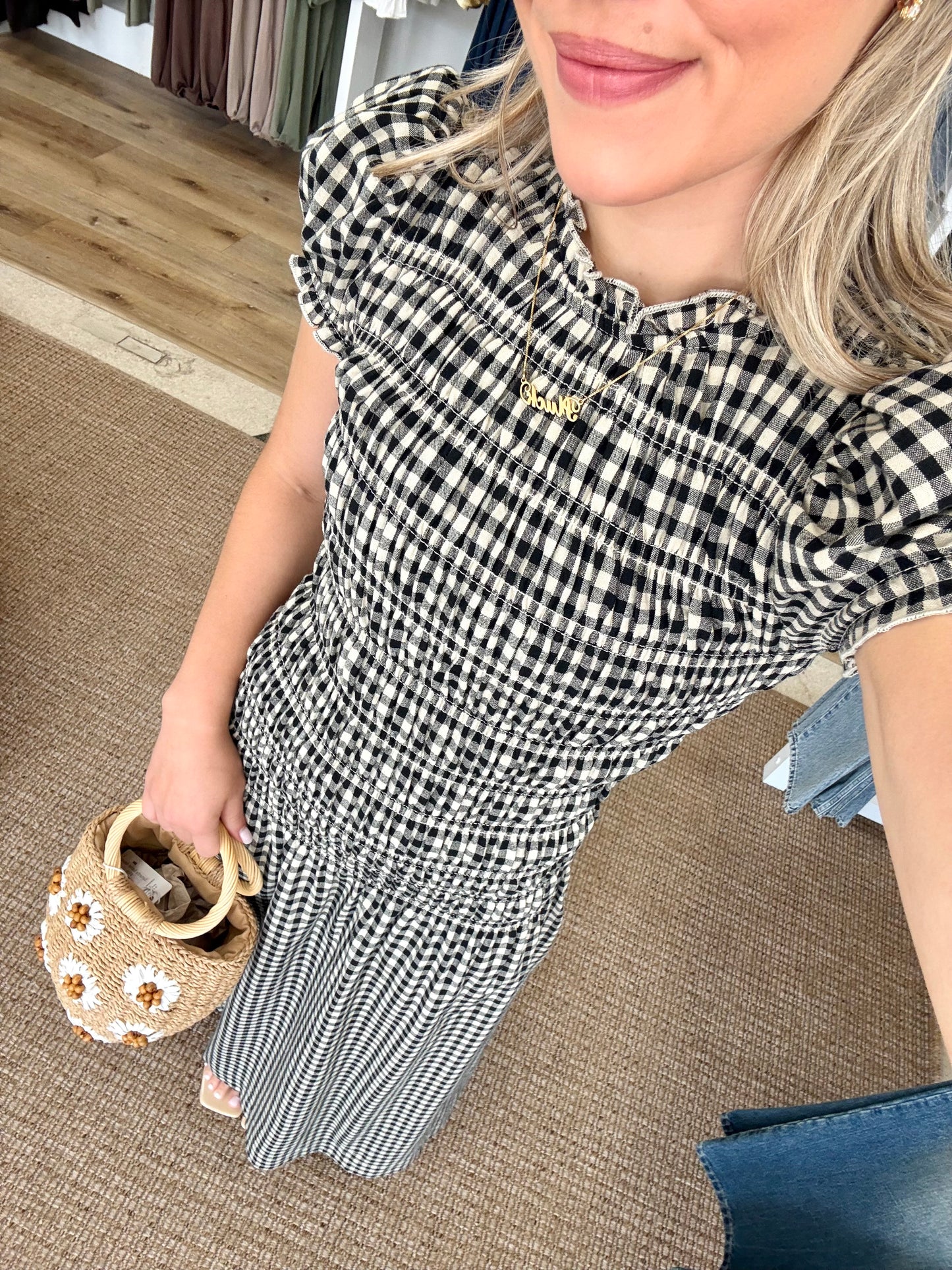 Mallory Maxi Dress- Black Gingham