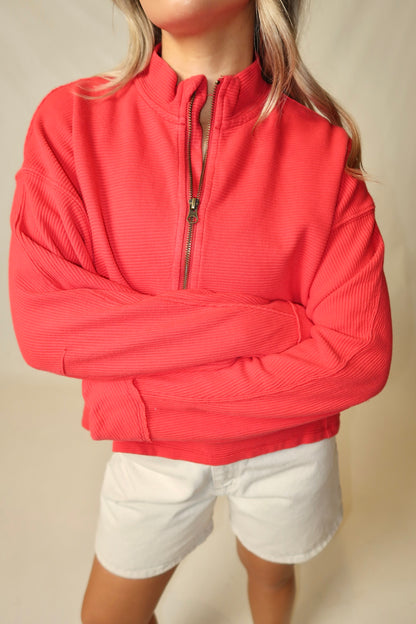 Celeste Quarter Zip- Salsa