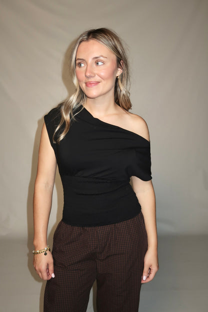 Jane Asymmetrical Top- Black