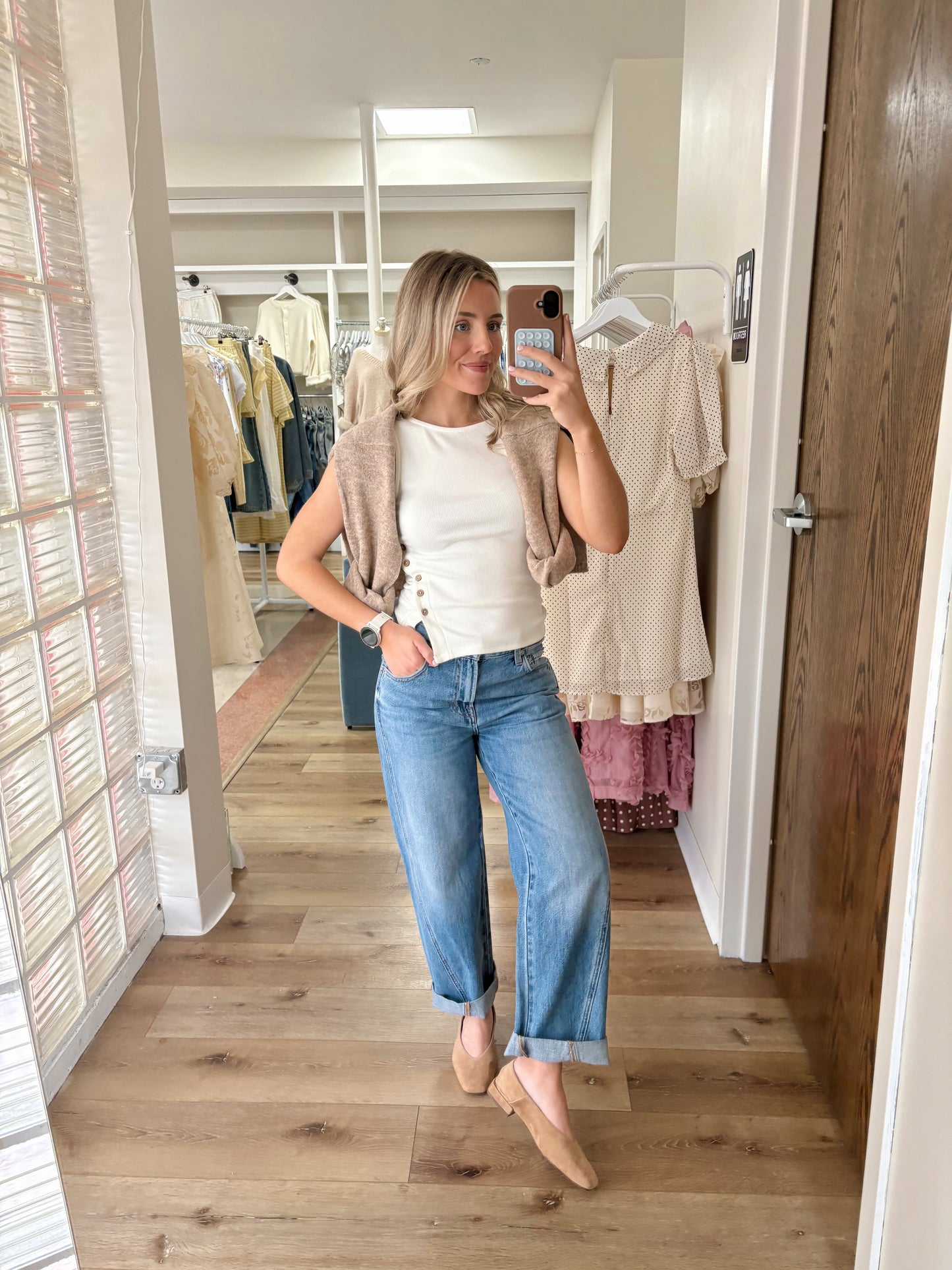 Bambi Button Top- Cream