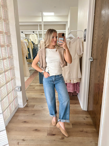 Bambi Button Top- Cream