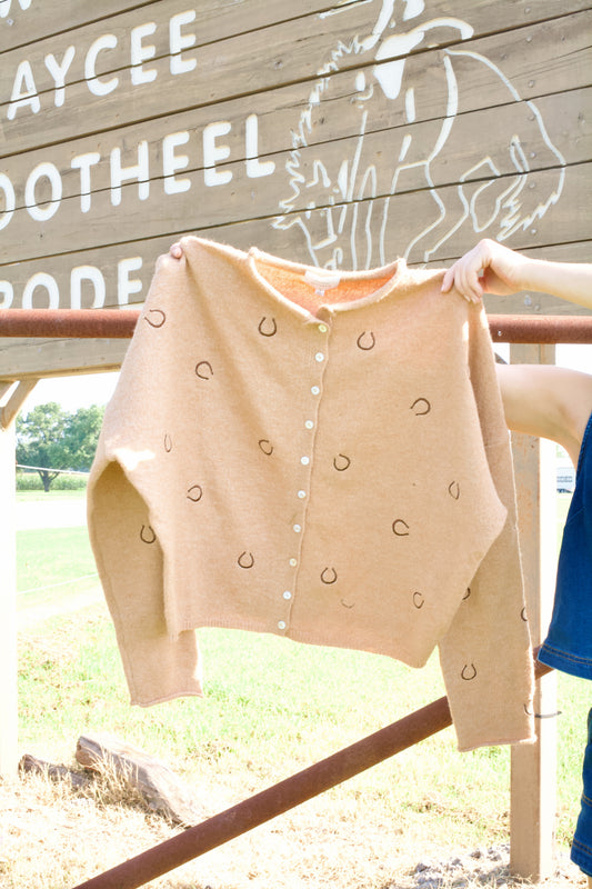 Lucky Horseshoe Piper Cardi- Camel Brown Multi