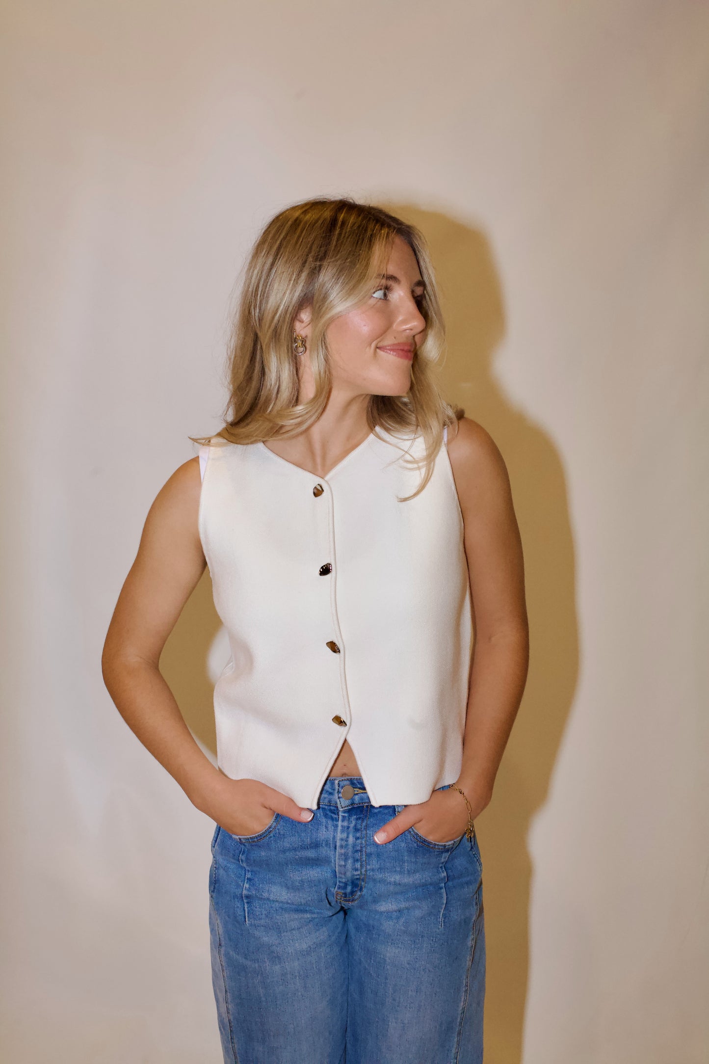 *Restock* Tessa Knit Vest- White