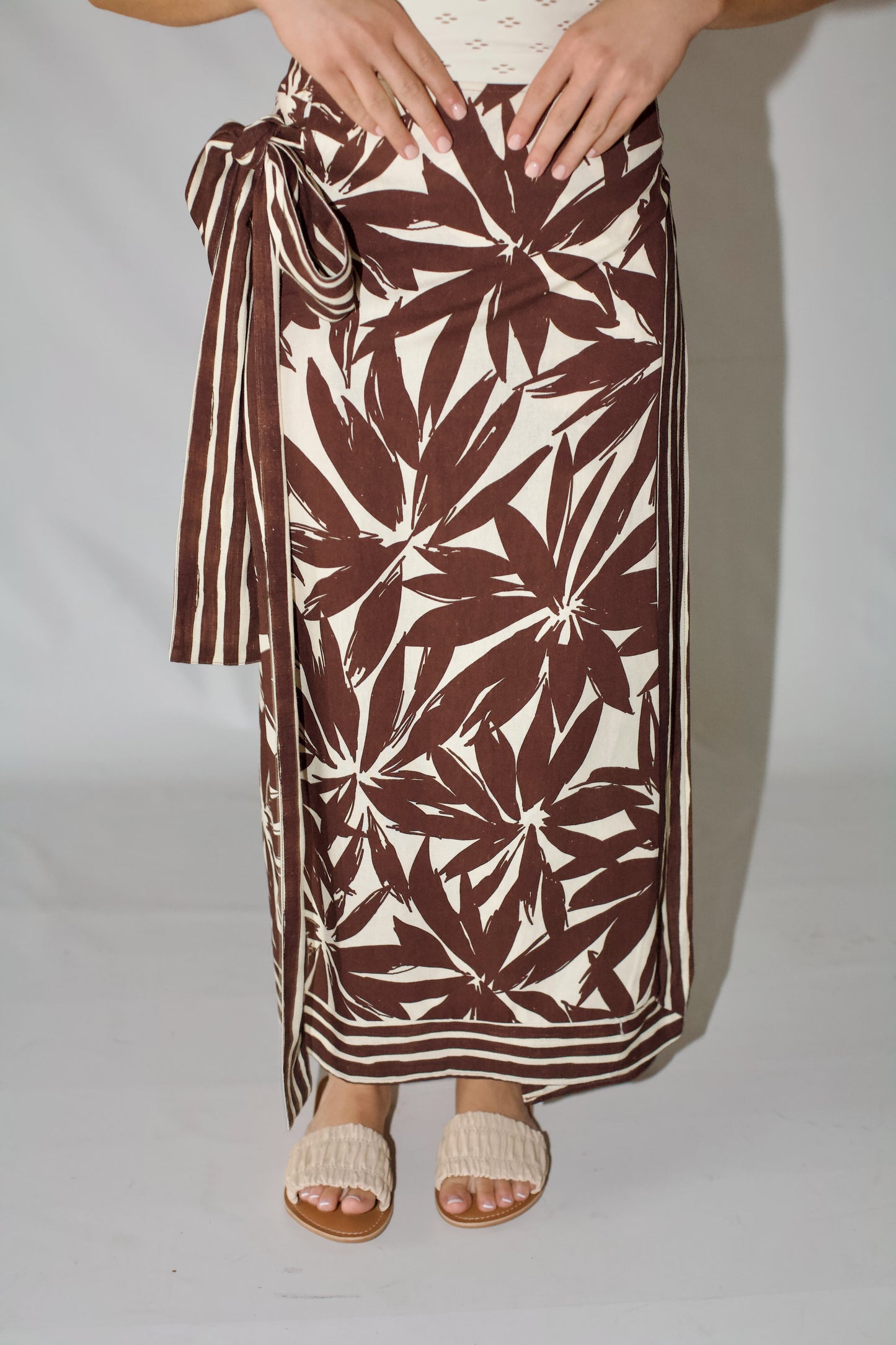 Palm Breeze Wrap Skirt- Coconut Multi