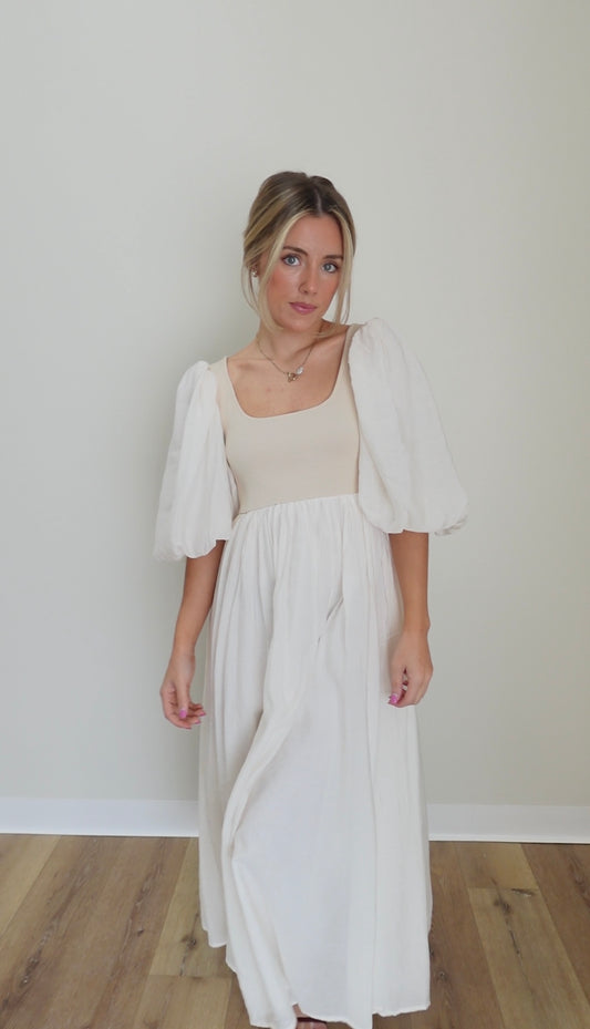 Lover's Quarrel Midi Dress- Natural/Ivory