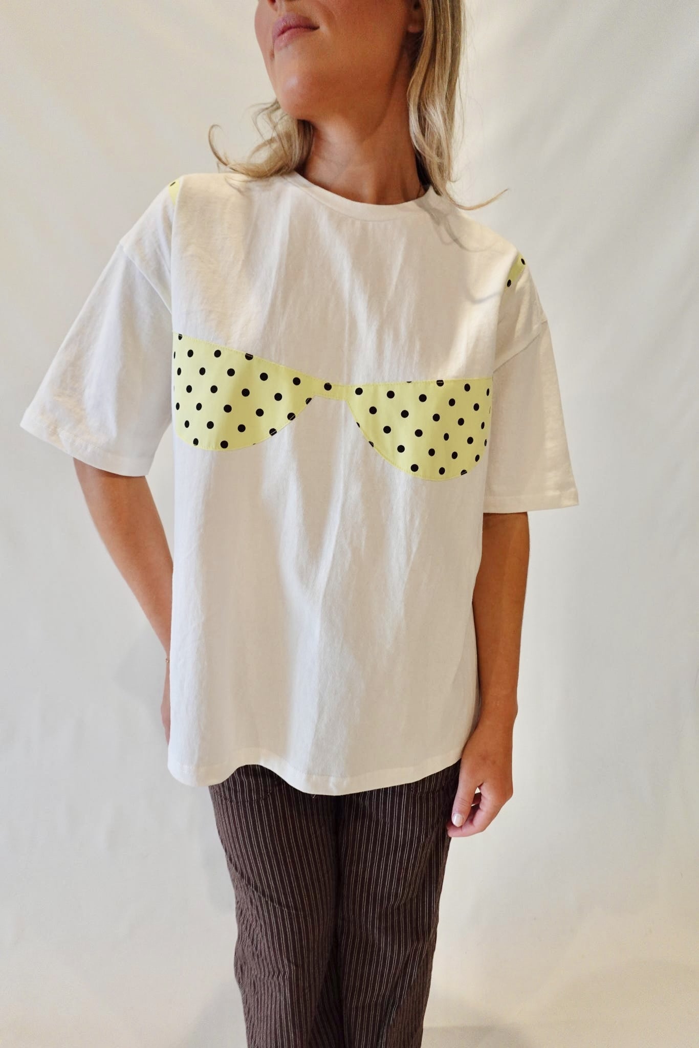 High Tide Bikini Patch Top- Yellow Polka Dot