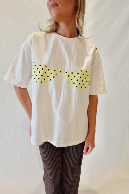 High Tide Bikini Patch Top- Yellow Polka Dot