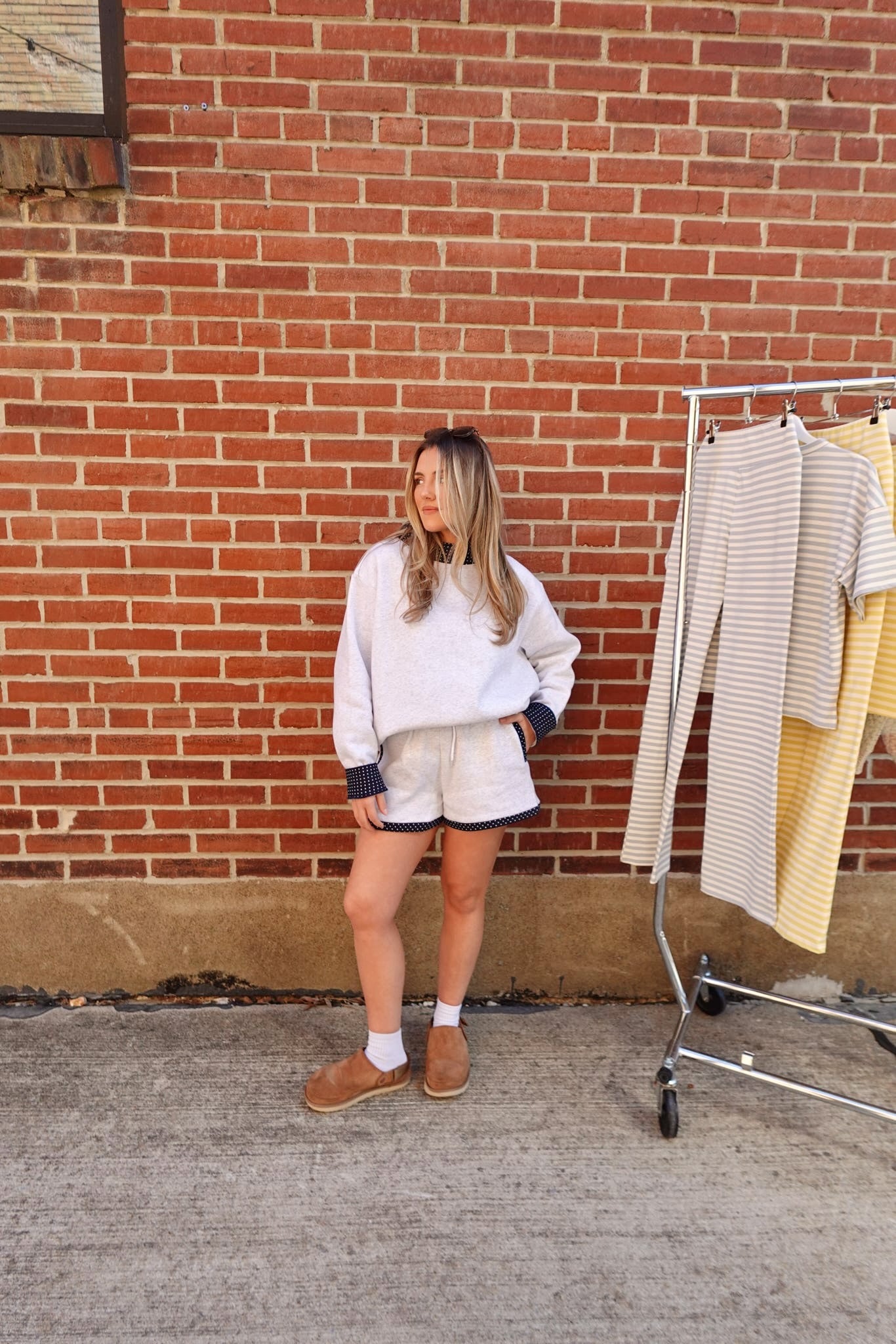 Dockside Polka Dot Shorts- Pearl Grey & Navy