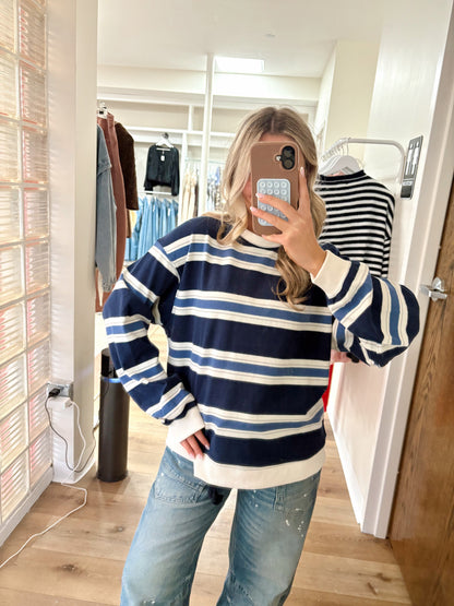 Penny Crew Neck Top- Navy Multi