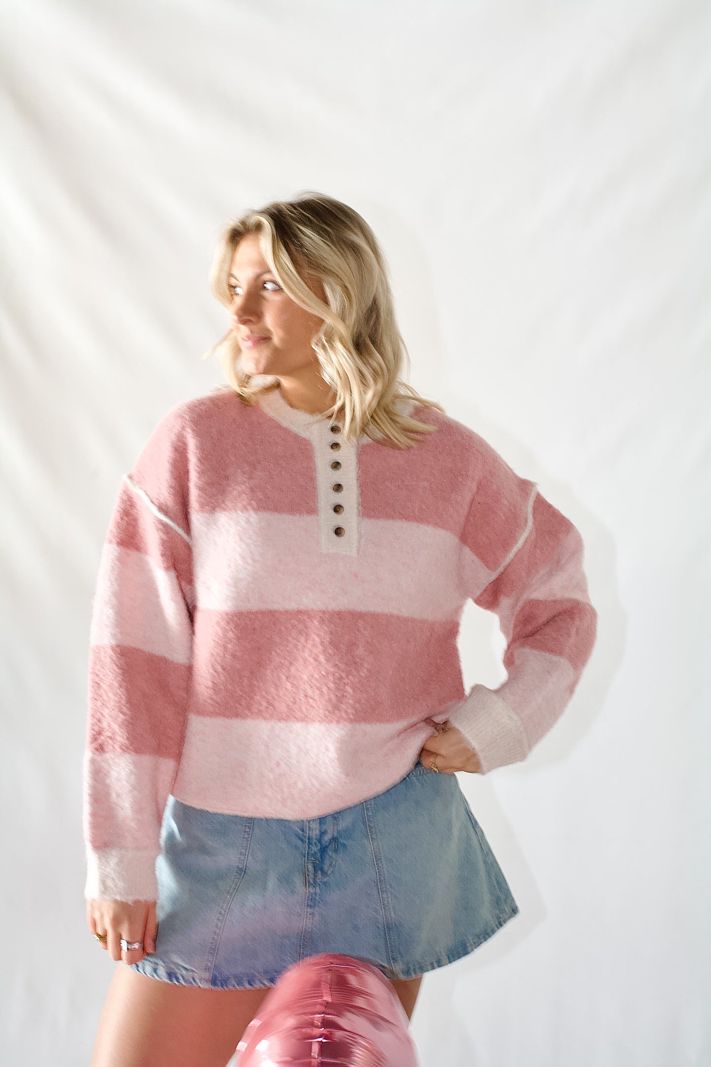Hayden Henley Sweater Top- Pink Multi