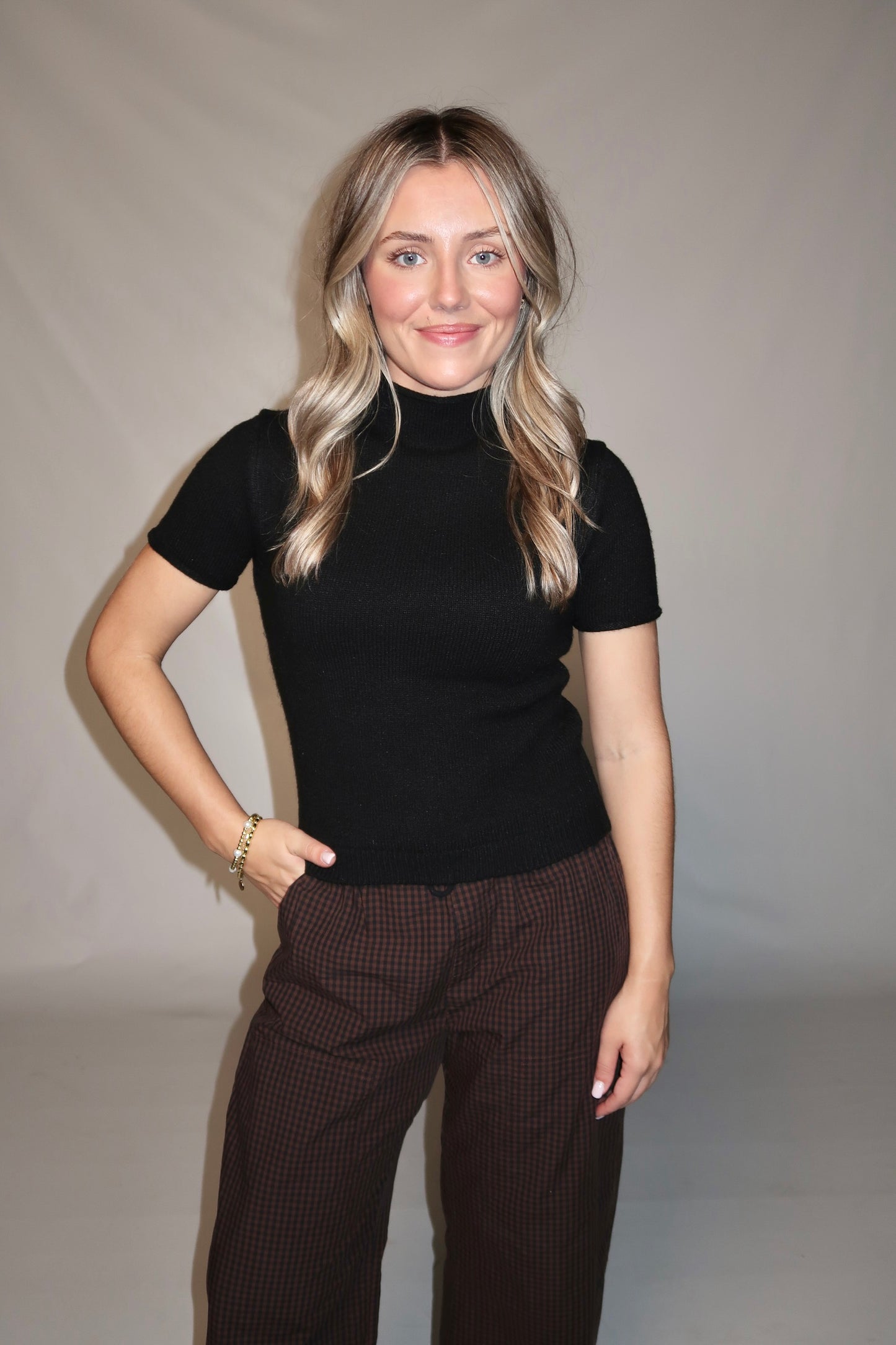 Melody Mock Neck Top-Black