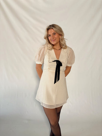 Pass The Pinot Chiffon Mini Dress- Cream