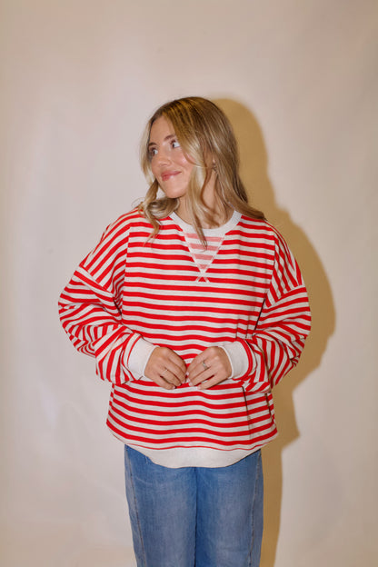 Sideline Pullover- Red/Heather Grey