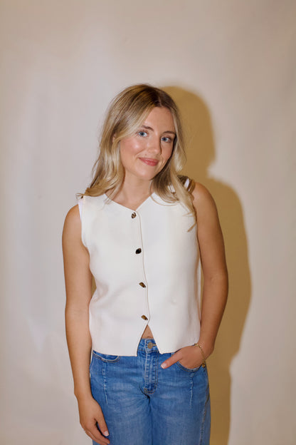 *Restock* Tessa Knit Vest- White