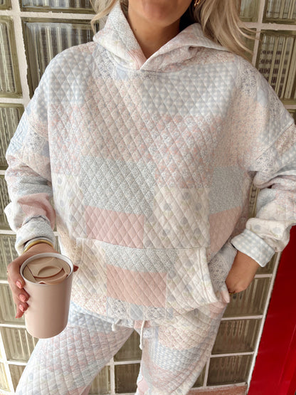 Sabrina Quilted Hoodie- Pastel Blue Multi