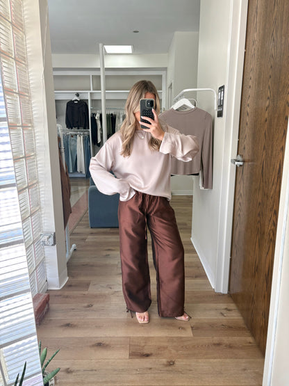 Willow Taffeta Pants- Chocolate