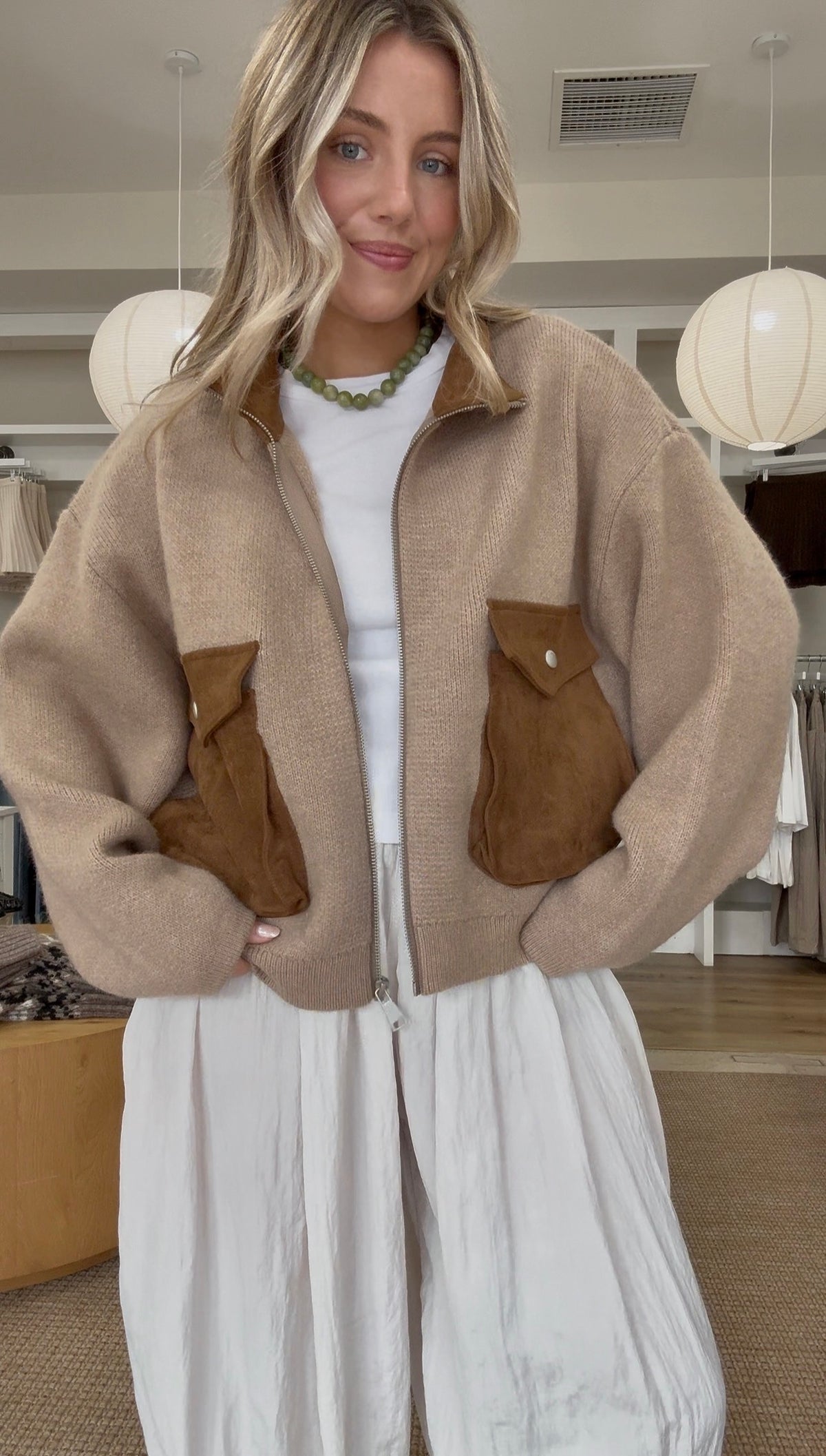 Better Half Sweater Jacket- Camel Suede